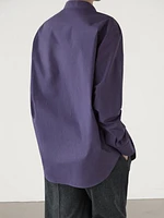 Poplin shirt with stand collar