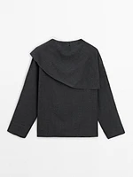 Wool blend cape shirt