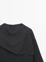 Wool blend cape shirt