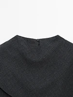 Wool blend cape shirt