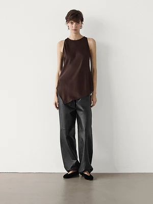 Asymmetric satin top