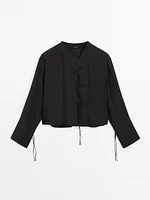 Modal blend shirt with pleat detail