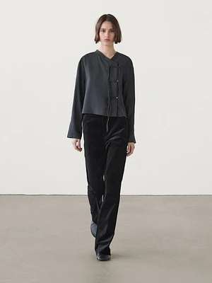 Modal blend shirt with pleat detail