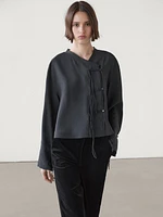 Modal blend shirt with pleat detail