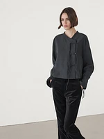 Modal blend shirt with pleat detail