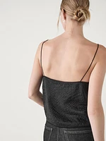 Camisole top with semi-sheer detail