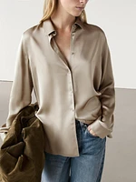 Long sleeve satin shirt with vents