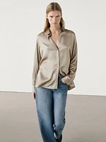 Long sleeve satin shirt with vents