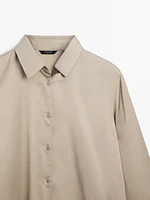 Long sleeve satin shirt with vents