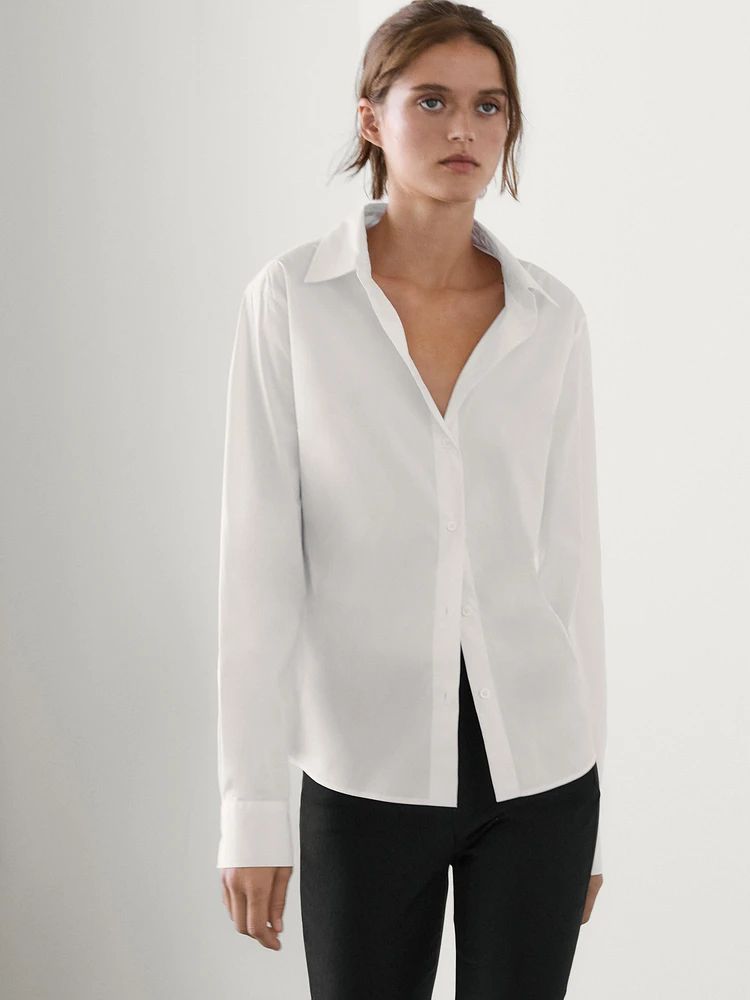 Chemise élastiquée en coton mélangé