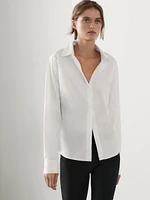 Chemise élastiquée en coton mélangé