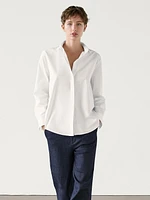 Cotton poplin shirt with hidden buttons