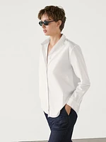 Cotton poplin shirt with hidden buttons