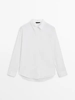 Cotton poplin shirt with hidden buttons