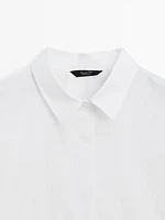 Cotton poplin shirt with hidden buttons