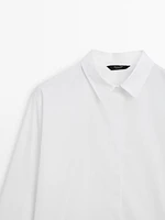 Cotton poplin shirt with hidden buttons