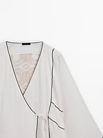 Linen blend kaftan with drawstring detail