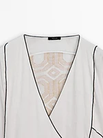 Linen blend kaftan with drawstring detail