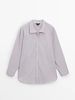 Cotton blend poplin oversize blouse