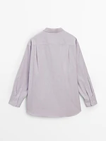 Cotton blend poplin oversize blouse