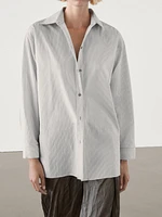 Cotton blend shirt with double stripes