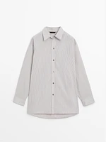 Cotton blend shirt with double stripes