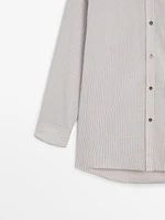 Cotton blend shirt with double stripes