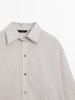 Cotton blend shirt with double stripes