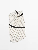 Stripe print top with asymmetric neckline