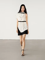 Stripe print top with asymmetric neckline