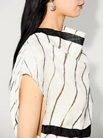 Stripe print top with asymmetric neckline