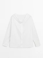 100% cotton shirt with cowl neckline