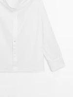 100% cotton shirt with cowl neckline