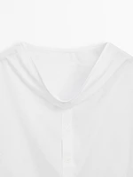 100% cotton shirt with cowl neckline