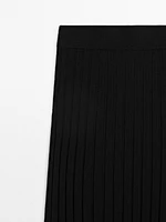 Pleated wool blend skirt