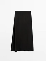 Satin A-line midi skirt