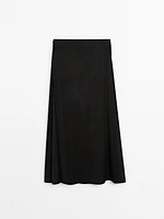 Satin A-line midi skirt