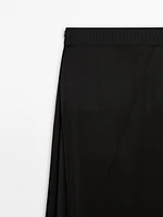 Satin A-line midi skirt