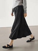 Satin A-line midi skirt