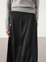 Satin A-line midi skirt