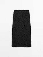 Straight midi skirt with embroidered detail