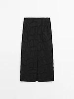 Straight midi skirt with embroidered detail