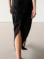 Straight midi skirt with embroidered detail