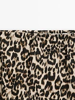 Animal print midi skirt with slit