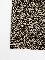 Animal print midi skirt with slit