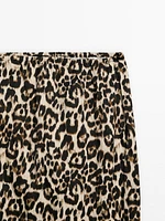 Animal print midi skirt with slit