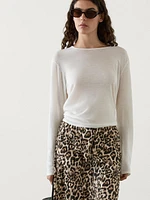 Animal print midi skirt with slit