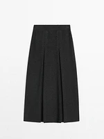 Wool blend box pleat skirt