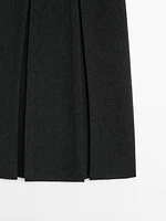 Wool blend box pleat skirt