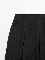 Wool blend box pleat skirt